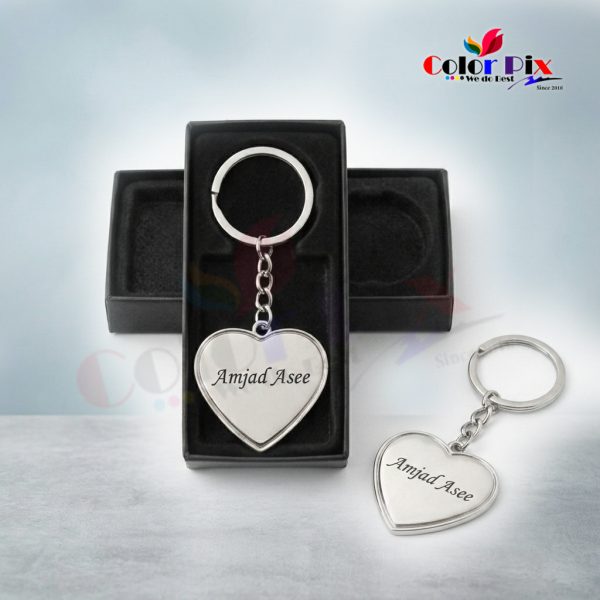 Premium Silver Heart Key Tag | Custom Laser Marking